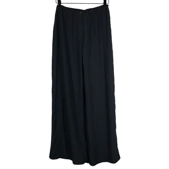 Babette Black Pleated Semi Sheer Wide Leg Pants Crinkle Size Small/P